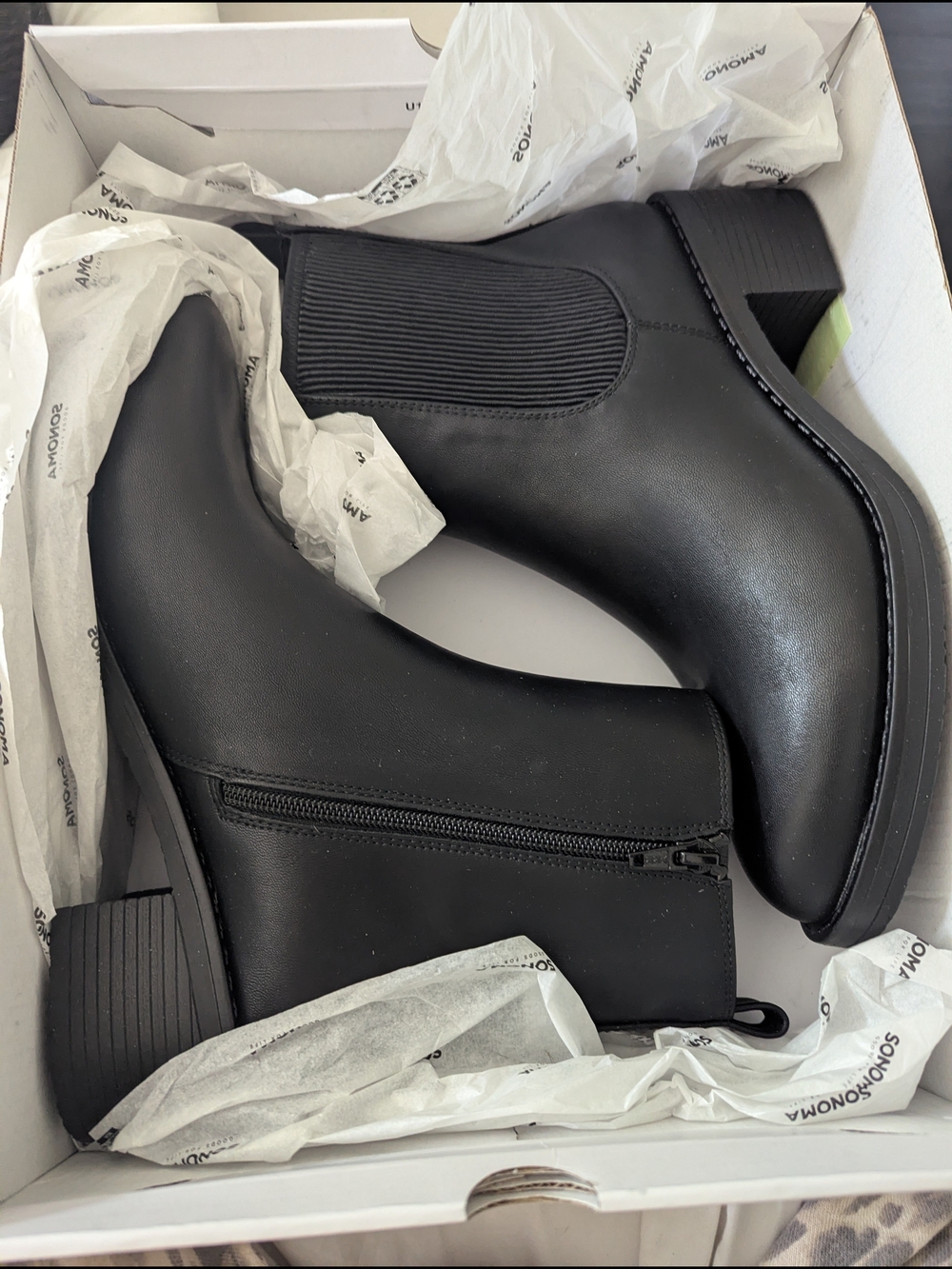 Brand New. Never Worn. Women's Black Ankle Boots with Side Zip - Sonoma